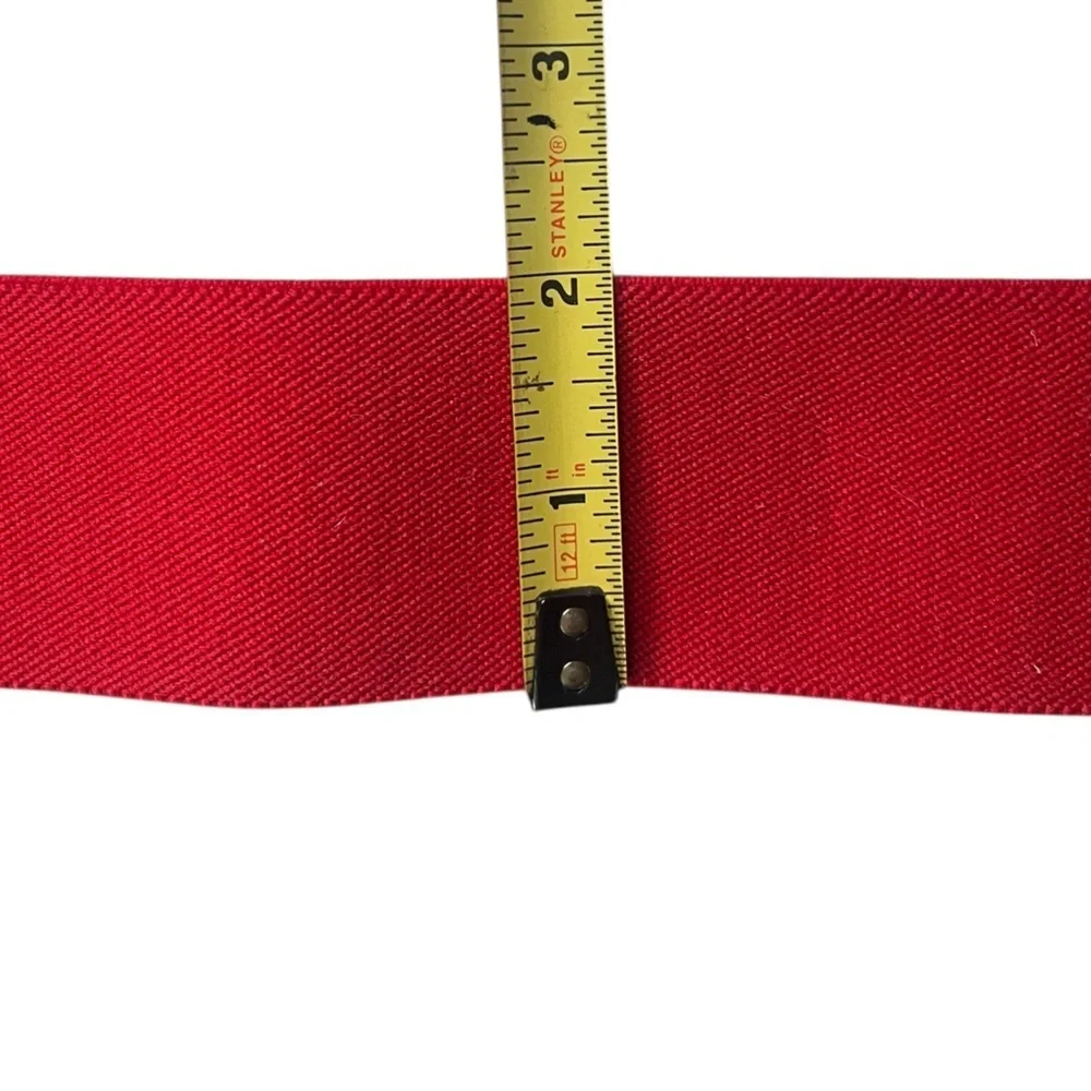 Vintage Red Stretch Wide Belt Resin Buckle Retro Eclectic